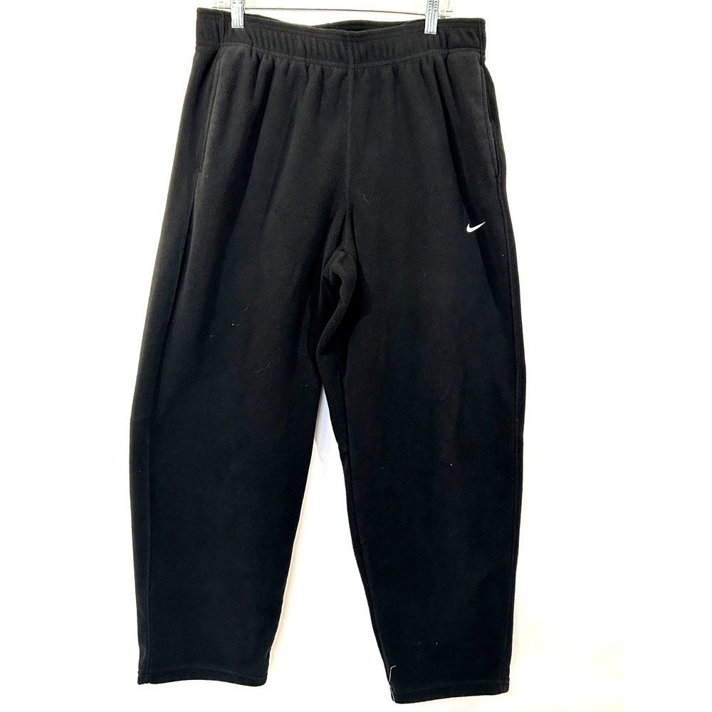 Nike Therma-FIT Sherpa Fleece Sweatpants Mens Sz L Black w/ Logo Joggers
